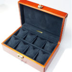 メイプル材10本用時計ケース　内装シープスエード紺