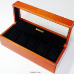 メイプル材5本用topガラス　時計ケース / 内装革仕上げ　ピグ・スエード・ブラック