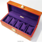 メイプル材top木　時計ケース　金色LOCK / 内装革仕上げ　シープ（スエード）紫