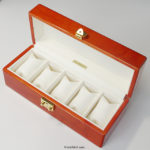 メイプル材top木　時計ケース　ブラウンLOCK　内装革仕上げ　放牧ラムレザー　ホワイト