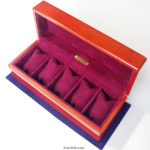 メイプル材top木　時計ケース　内装革仕上げ　シープ（スエード）ワインカラー