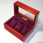 メイプル材topガラス　時計ケース　LOCK無し / 内装シープスエードワイン