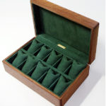 ウォールナット材10本用時計ケース　シープ（羊）グリーンレザー