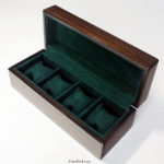 縞黒檀時計ケース　4本仕様　内装：放牧ラムレザー・グリーン
