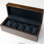 縞黒檀時計ケース　5本仕様　内装：シープ（スエード）紺色