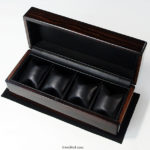 縞黒檀時計ケース　4本仕様　内装：放牧ラムレザー・黒