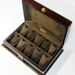 オーク材top木時計ケース 10本仕様　内装pigスエード茶系