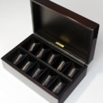 オーク材top木時計ケース 10本仕様　内装仕上げ/フランス産特級ラムレザー黒