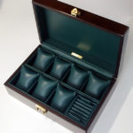 オーク材top木時計ケース 8本仕様　内装仕上げ/放牧ラムレザーグリーン　※「リングホルダー」は別売り