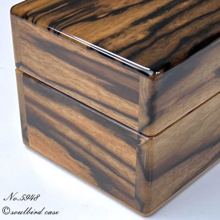 no.5948黒柿５本用時計ケース　左面