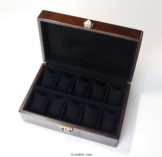 オーク材top木 時計ケース 内装仕上げ/フランス産特級ラムレザー・スエード・黒 R51EX オーク 10本用時計ケース