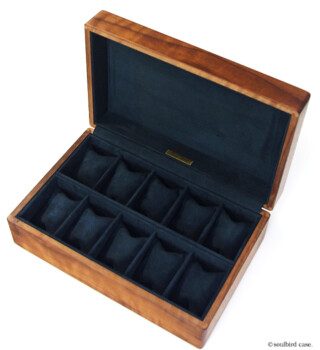 ウォールナット材10本用 時計ケース ウォールナット材10本用 時計ケース 内装シープスエード紺色