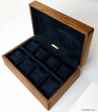 ウォールナット材10本用時計ケース pig 紺色レザー ウォールナット材10本用時計ケース pig 紺色レザー