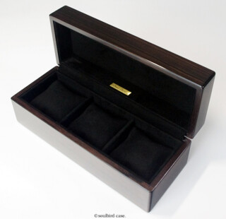 縞黒檀時計ケース 3本仕様 内装:放牧ラムレザー・スエード 縞黒檀時計ケース 3本仕様 内装:放牧ラムレザー・スエード