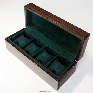 縞黒檀時計ケース 4本仕様 内装:放牧ラムレザー・グリーン 縞黒檀時計ケース 4本仕様 内装:放牧ラムレザー・グリーン
