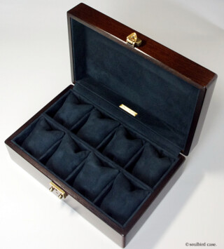 オーク材top木時計ケース 8本仕様 内装仕上げシープ(羊)紺色 オーク材top木時計ケース 8本仕様 内装シープスエード紺色