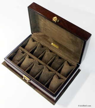 オーク材top木時計ケース 10本仕様 内装仕上げ/pig(スエード)オーク オーク材top木時計ケース 10本仕様 内装pigスエード茶系