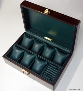 オーク材top木時計ケース 8本仕様 内装仕上げ/放牧ラムレザーグリーン ※「リングホルダー」別売り オーク材top木時計ケース 8本仕様 内装仕上げ/放牧ラムレザーグリーン ※「リングホルダー」は別売り